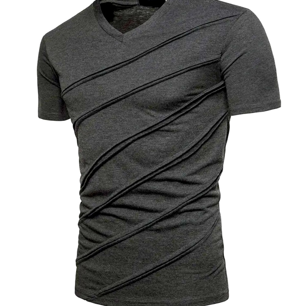 Mens striped Short sleeve v neck muscle shirt
